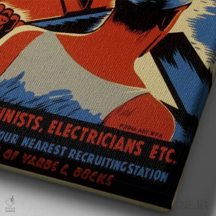 تابلو پوستر قدیمی استخدام: برای نیروی دریایی بسازید! اثر هنرمند ناشناس - نمای نزدیک بافت بوم