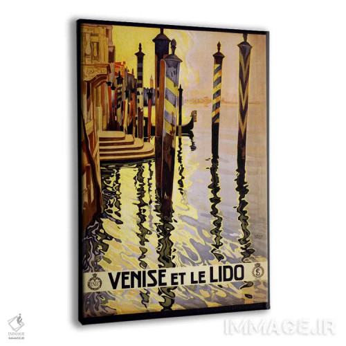 تابلو پوستر سفر قدیمی "ونیز و لیدو" ایتالیا اثر هنرمند ناشناس - نمای پرسپکتیو محصول