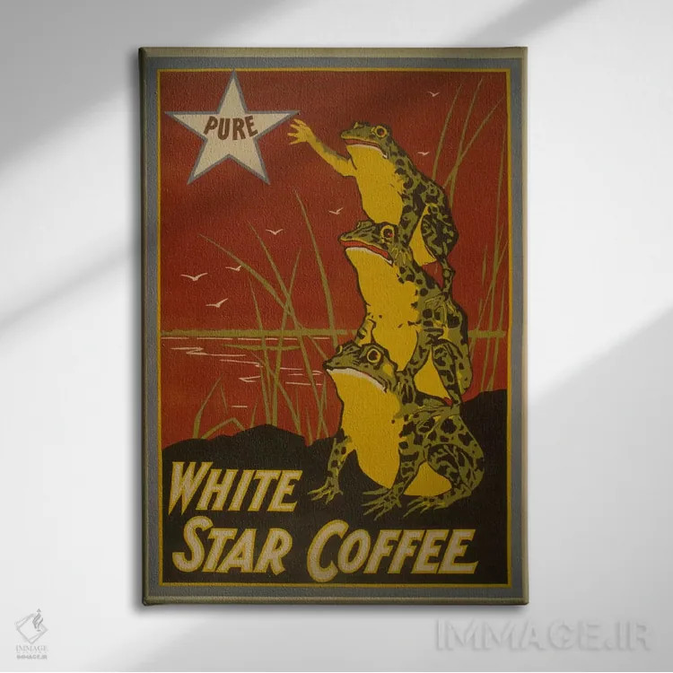 تابلو پوستر قدیمی برچسب قهوه وایت استار اثر هنرمند ناشناس - نمای روبهرو روی دیوار