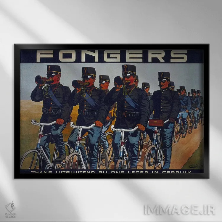 تابلو پوستر تبلیغاتی قدیمی دوچرخه فُونگرز اثر هنرمند ناشناس - نمای قابدار مشکی