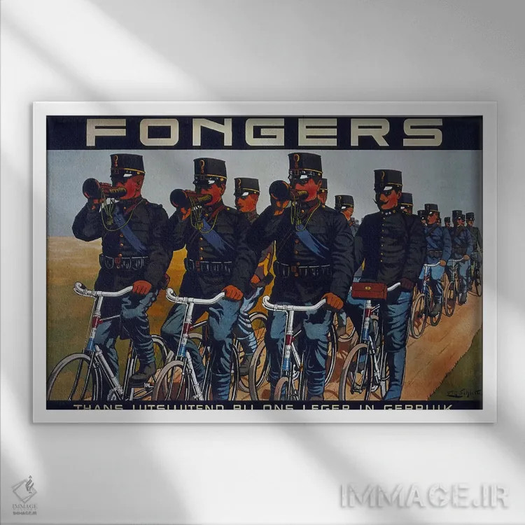 تابلو پوستر تبلیغاتی قدیمی دوچرخه فُونگرز اثر هنرمند ناشناس - نمای قابدار سفید
