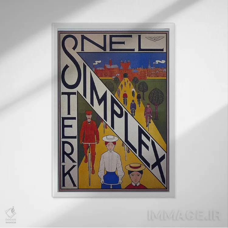 تابلو پوستر تبلیغاتی قدیمی دوچرخه اسنل سیمپلکس اثر هنرمند ناشناس - نمای قابدار سفید