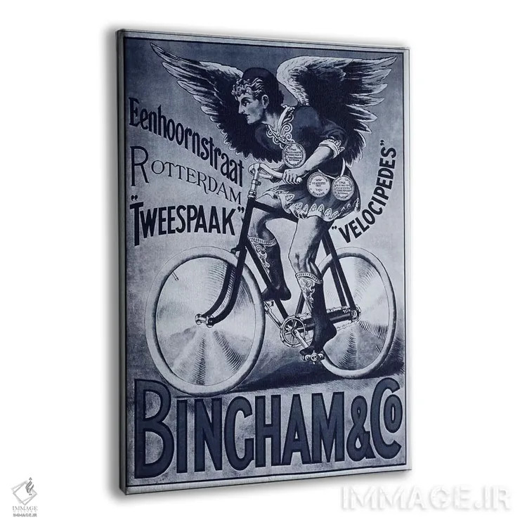 تابلو پوستر تبلیغاتی قدیمی دوچرخه "بینچام و شرکا" اثر هنرمند ناشناس - نمای پرسپکتیو محصول