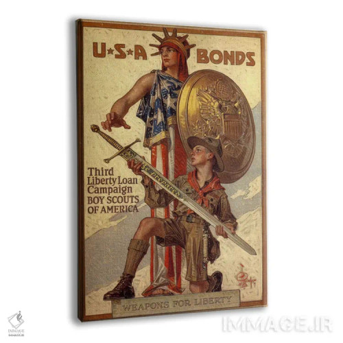 تابلو پوستر تبلیغاتی کمپین سوم وام آزادی (پیشاهنگان پسر آمریکا) اثر هنرمند ناشناس - نمای پرسپکتیو محصول