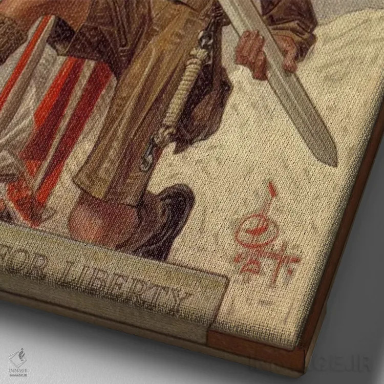 تابلو پوستر تبلیغاتی کمپین سوم وام آزادی (پیشاهنگان پسر آمریکا) اثر هنرمند ناشناس - نمای نزدیک بافت بوم