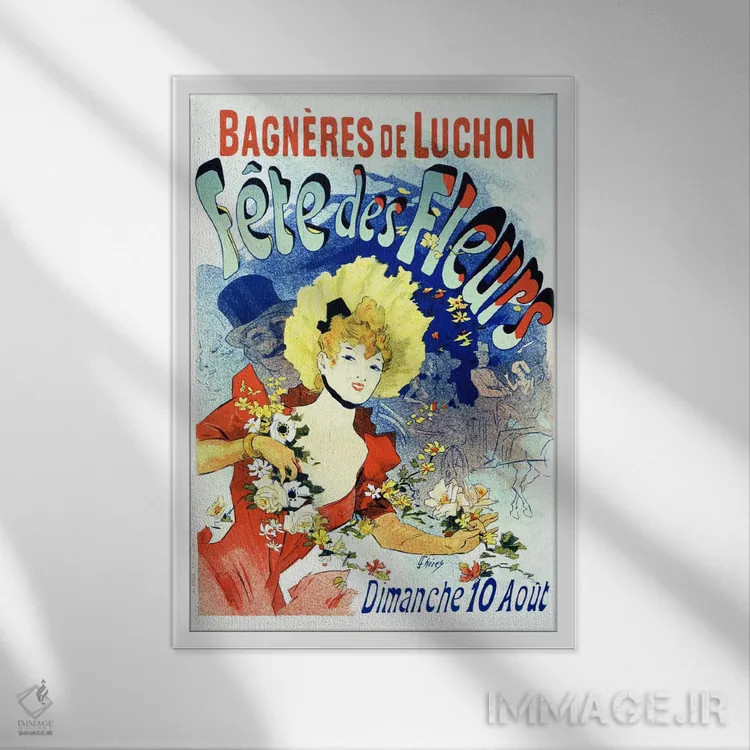 تابلو پوستر قدیمی جشن گلها (بنییغ دو لوچون) اثر هنرمند ناشناس - نمای قابدار سفید