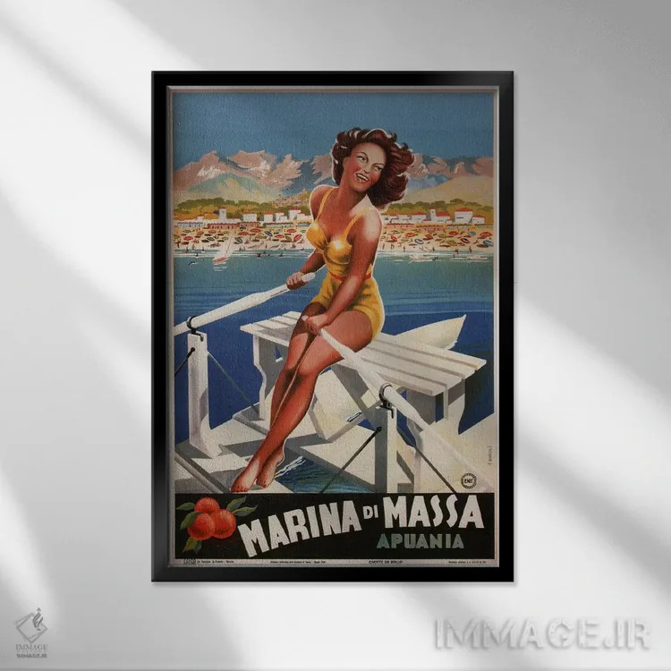 تابلو پوستر تبلیغاتی مارینا دی ماسا (آپوانیا) اثر هنرمند ناشناس - نمای قابدار مشکی