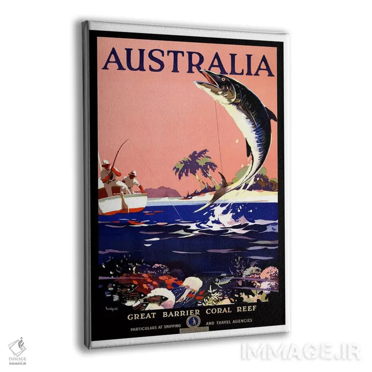 تابلو پوستر تبلیغاتی استرالیا (صخرهٔ بزرگ مرجانی) اثر هنرمند ناشناس - نمای پرسپکتیو محصول