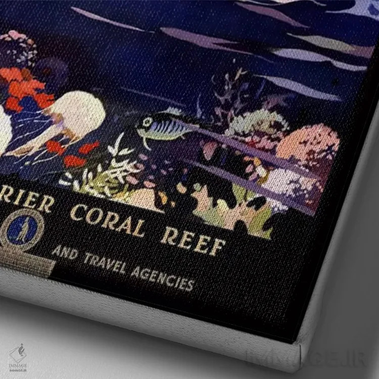 تابلو پوستر تبلیغاتی استرالیا (صخرهٔ بزرگ مرجانی) اثر هنرمند ناشناس - نمای نزدیک بافت بوم