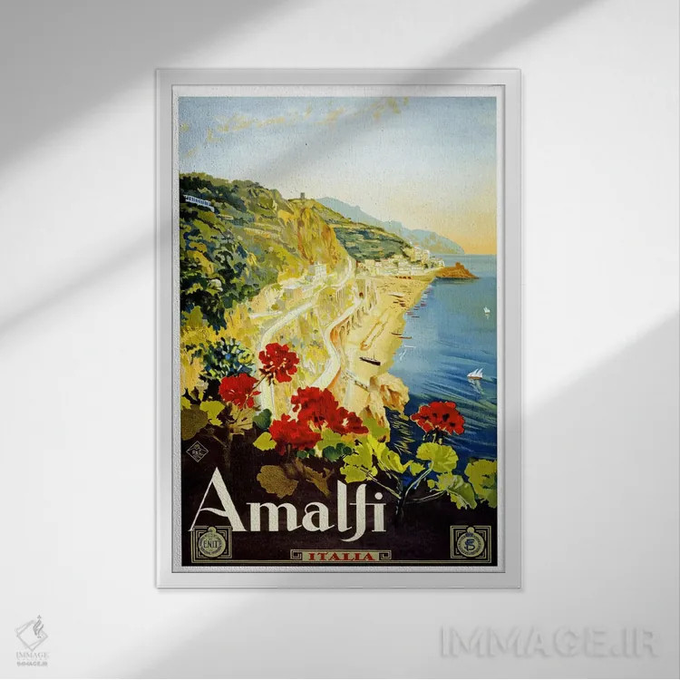 تابلو پوستر تبلیغاتی آمالفی اثر هنرمند ناشناس - نمای قابدار سفید