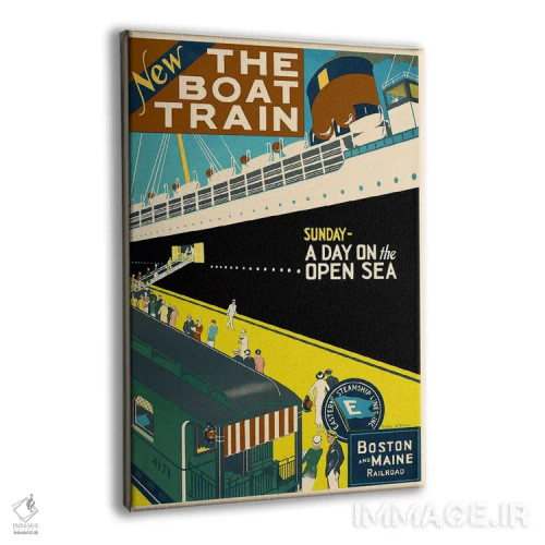 تابلو پوستر تبلیغاتی قطار کشتی (راهآهن بوستون و مین) اثر هنرمند ناشناس - نمای پرسپکتیو محصول