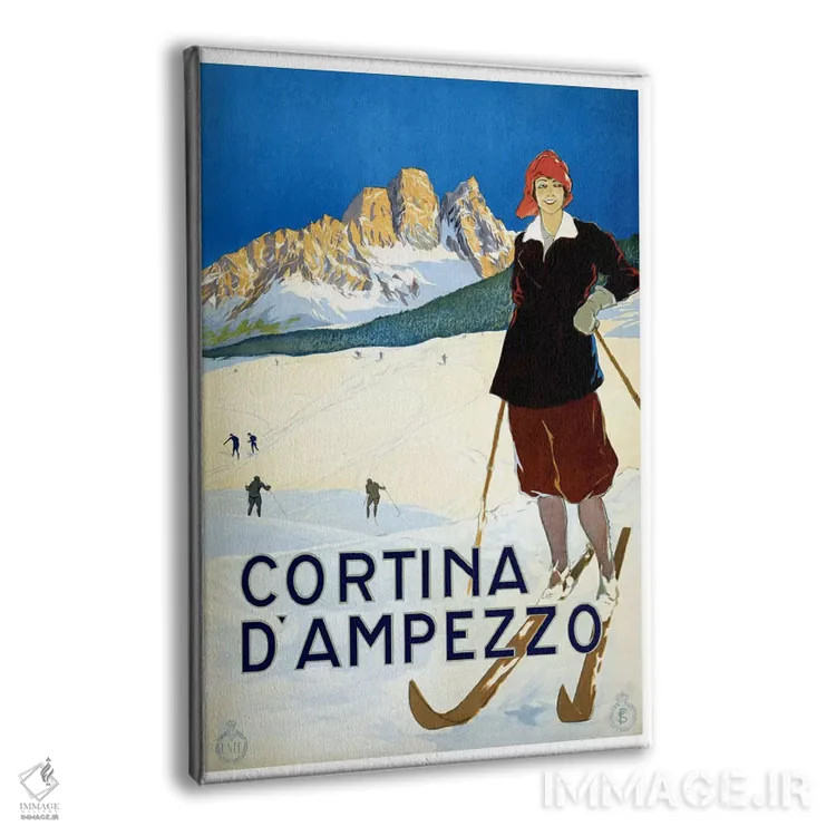 تابلو پوستر تبلیغاتی قدیمی کورتینا دامپتزو اثر هنرمند ناشناس - نمای پرسپکتیو محصول