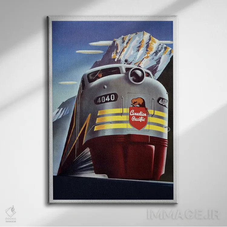 تابلو پوستر تبلیغاتی قدیمی راهآهن کاناباور پسیفیک (قطار) اثر هنرمند ناشناس - نمای روبهرو روی دیوار