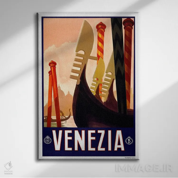 تابلو پوستر تبلیغاتی قدیمی ونیز اثر هنرمند ناشناس - نمای روبهرو روی دیوار