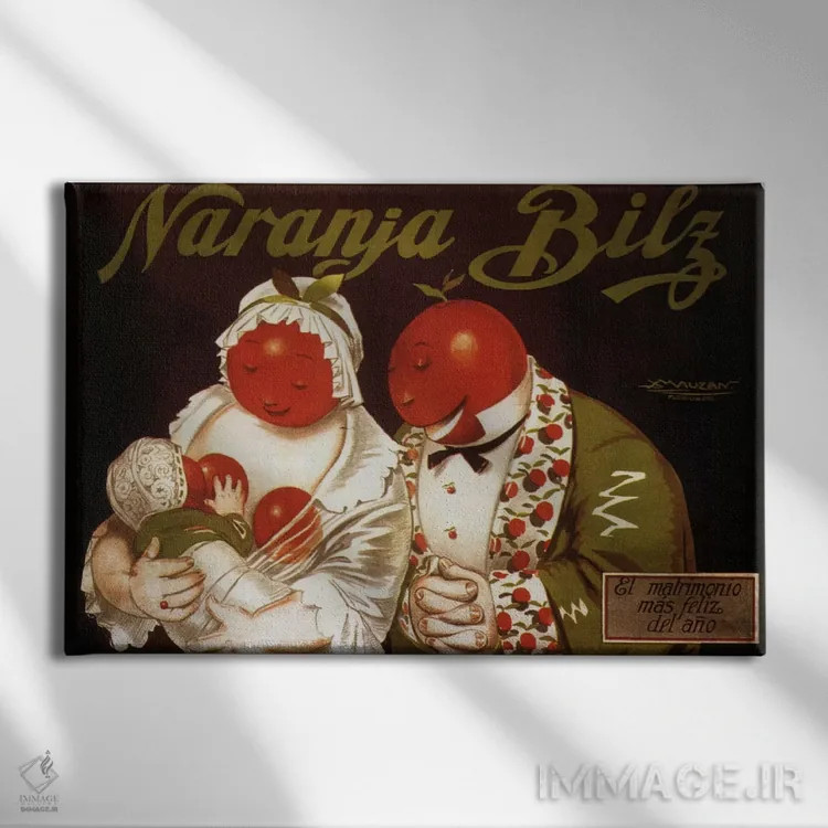 تابلو پوستر تبلیغاتی قدیمی نارنجا بیلز اثر هنرمند ناشناس - نمای روبهرو روی دیوار