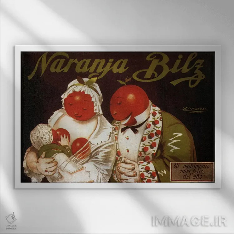 تابلو پوستر تبلیغاتی قدیمی نارنجا بیلز اثر هنرمند ناشناس - نمای قابدار سفید