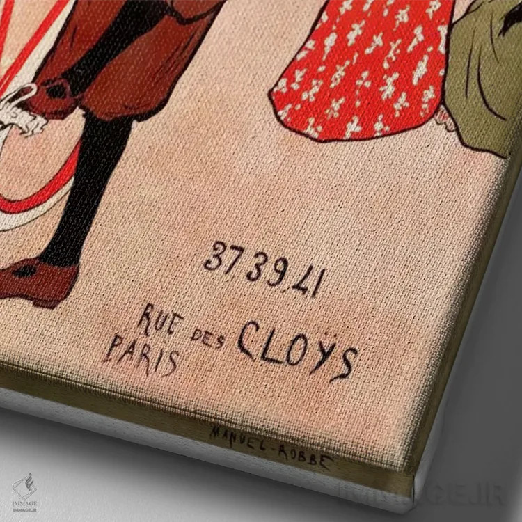 تابلو پوستر تبلیغاتی قدیمی اثر هنرمند ناشناس - نمای نزدیک بافت بوم