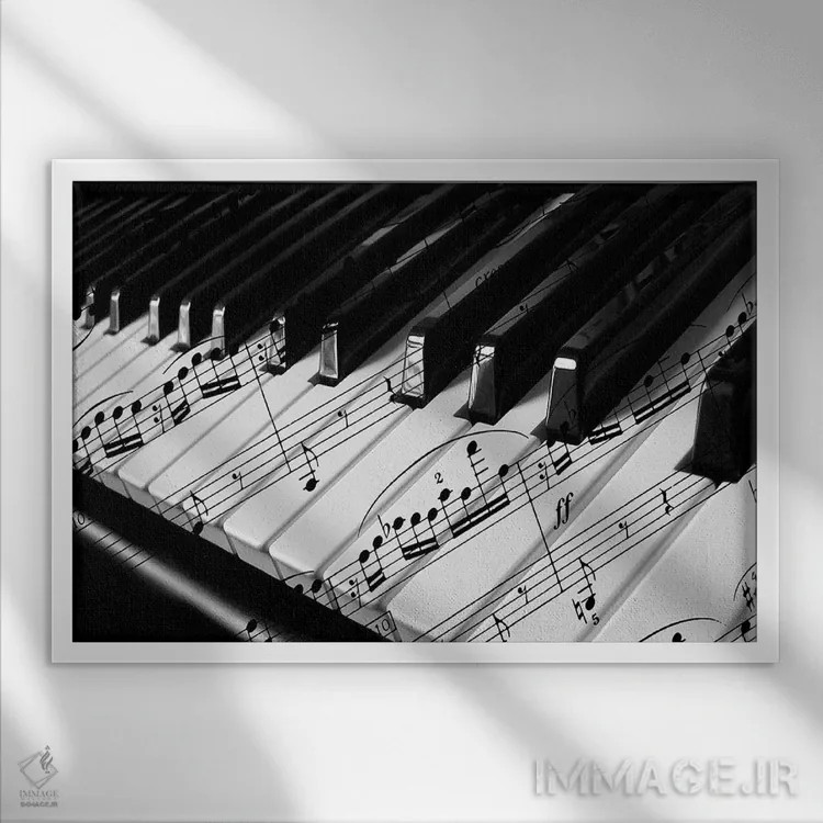 تابلو پیانو اثر هنرمند ناشناس - نمای قابدار سفید