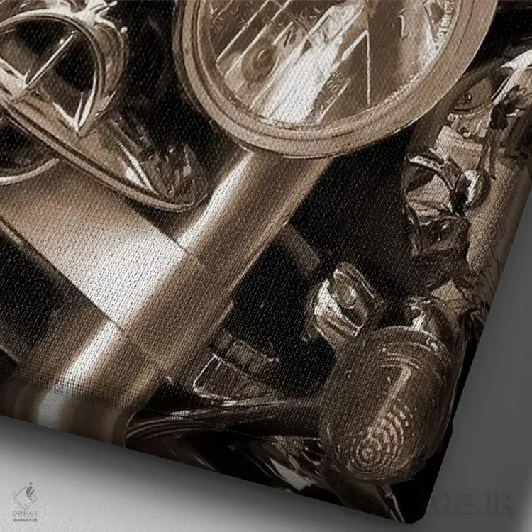 تابلو موتور سیکلت هارلی اثر هنرمند ناشناس - نمای نزدیک بافت بوم