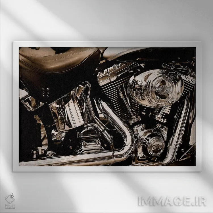 تابلو موتور سیکلت هارلی اثر هنرمند ناشناس - نمای قابدار سفید