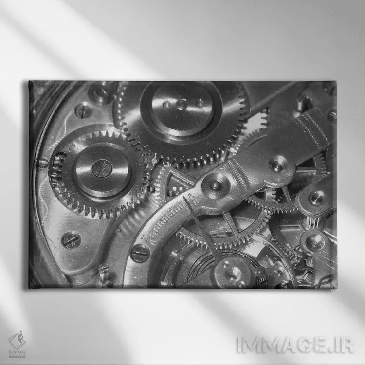 تابلو مکانیسم ساعت اثر هنرمند ناشناس - نمای روبهرو روی دیوار