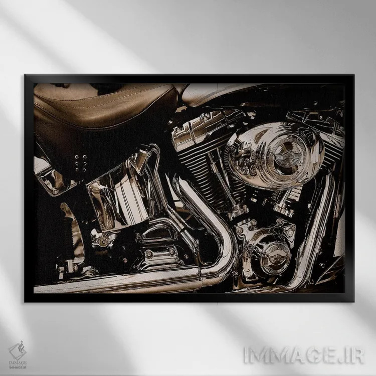تابلو موتور سیکلت هارلی اثر هنرمند ناشناس - نمای قابدار مشکی