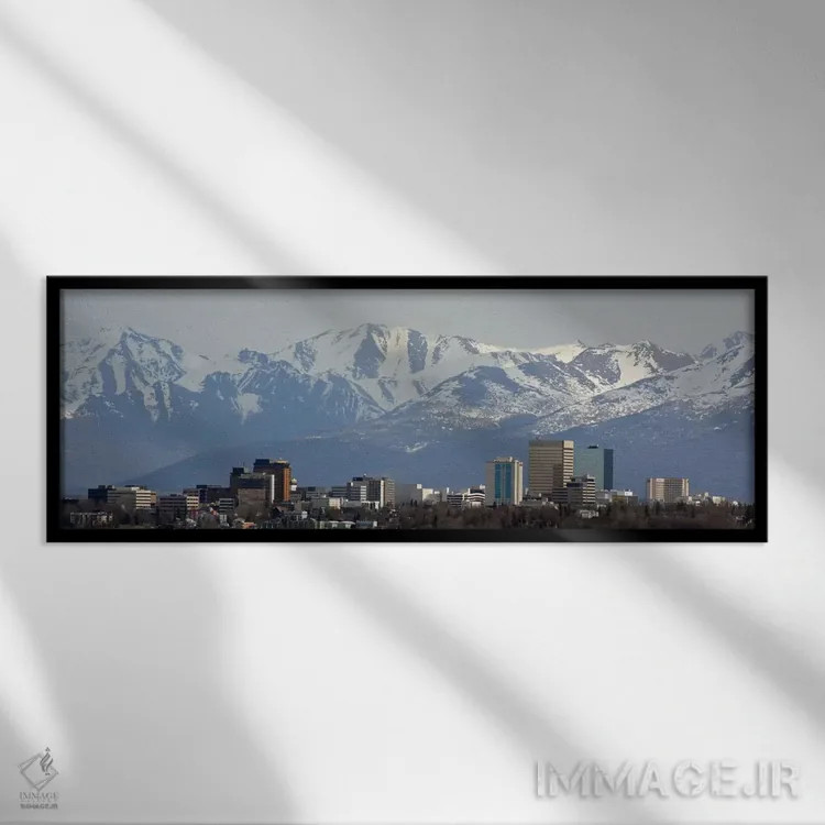 تابلو نمای پانورامای آسماننمای انکوریج اثر هنرمند ناشناس - نمای قابدار مشکی
