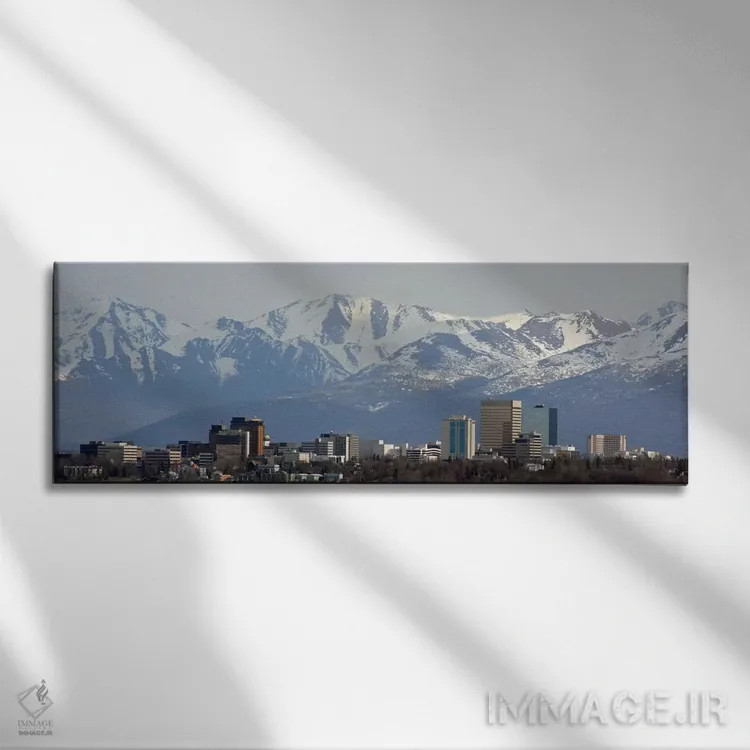 تابلو نمای پانورامای آسماننمای انکوریج اثر هنرمند ناشناس - نمای روبهرو روی دیوار