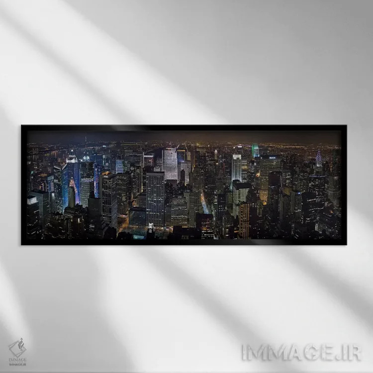 تابلو نمای پانورامای آسماننمای نیویورک اثر هنرمند ناشناس - نمای قابدار مشکی