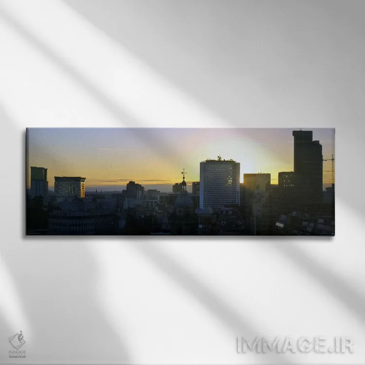 تابلو نمای پانورامای آسماننمای بیرمنگام (غروب) اثر هنرمند ناشناس - نمای روبهرو روی دیوار