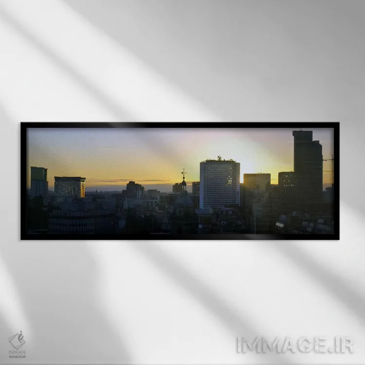 تابلو نمای پانورامای آسماننمای بیرمنگام (غروب) اثر هنرمند ناشناس - نمای قابدار مشکی