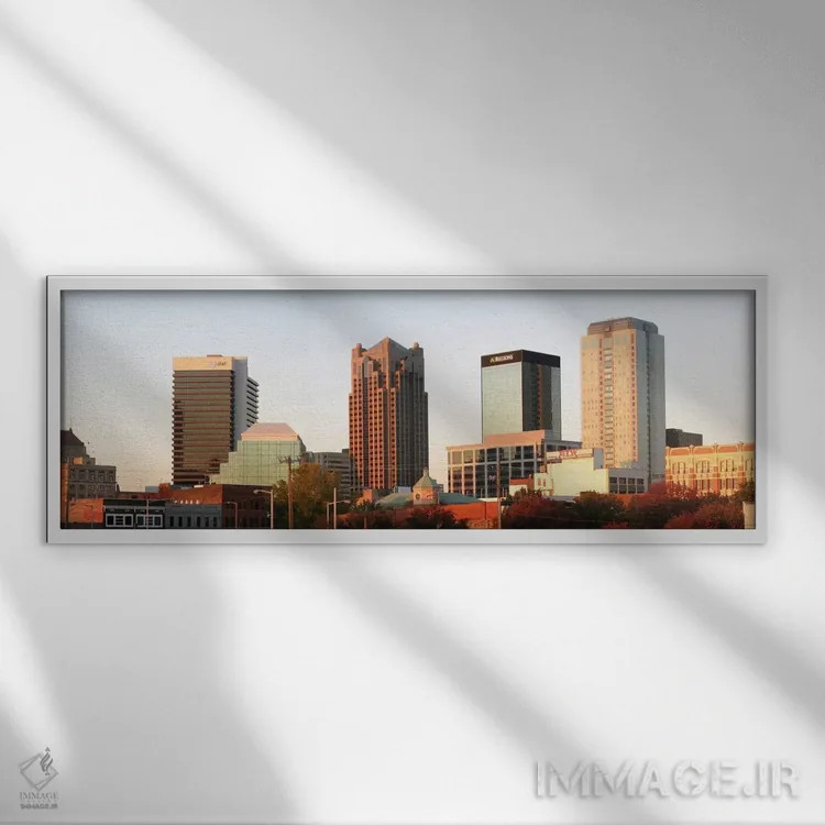 تابلو نمای پانورامای آسماننمای بیرمنگام (شبانه) اثر هنرمند ناشناس - نمای قابدار سفید