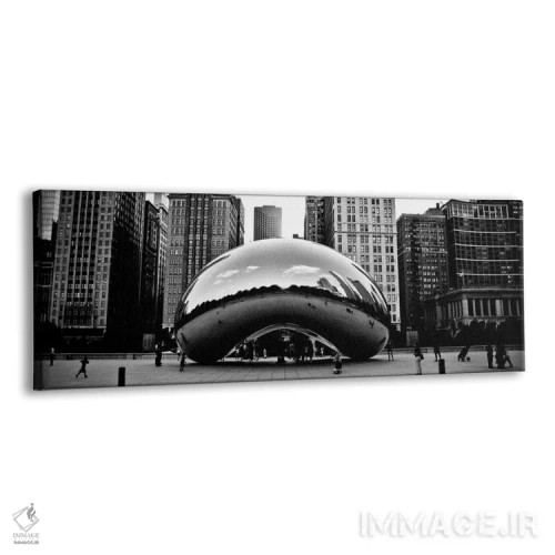 تابلو نمای پانورامای آسماننمای شیکاگو (مجسمه لوبیا) اثر هنرمند ناشناس - نمای پرسپکتیو محصول