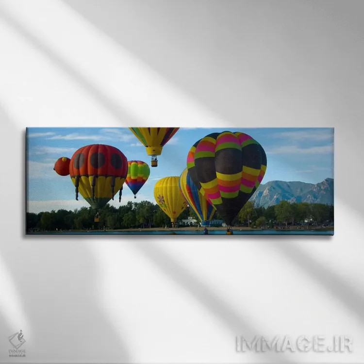 تابلو نمای پانورامای آسماننمای کلرادو اسپرینگز (مسابقه بالن هوایی) اثر هنرمند ناشناس - نمای روبهرو روی دیوار