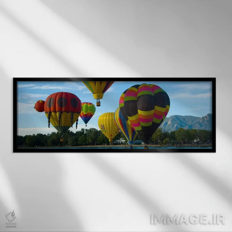 تابلو نمای پانورامای آسماننمای کلرادو اسپرینگز (مسابقه بالن هوایی) اثر هنرمند ناشناس - نمای قابدار مشکی