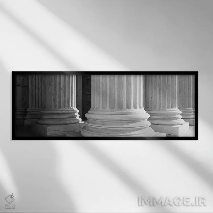 تابلو معماری ستونها (سیاه و سفید) اثر هنرمند ناشناس - نمای قابدار مشکی