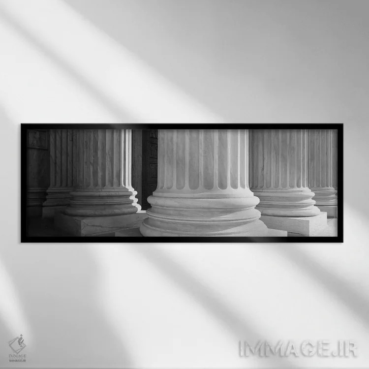 تابلو معماری ستونها (سیاه و سفید) اثر هنرمند ناشناس - نمای قابدار مشکی