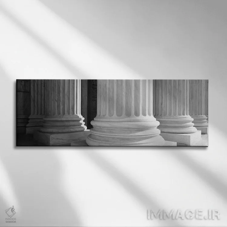تابلو معماری ستونها (سیاه و سفید) اثر هنرمند ناشناس - نمای روبهرو روی دیوار