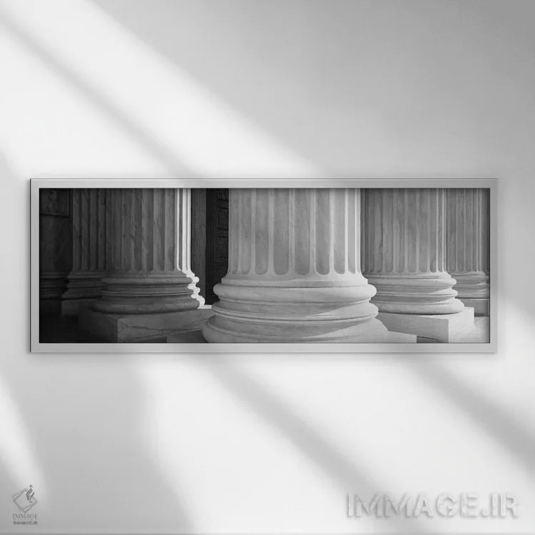 تابلو معماری ستونها (سیاه و سفید) اثر هنرمند ناشناس - نمای قابدار سفید