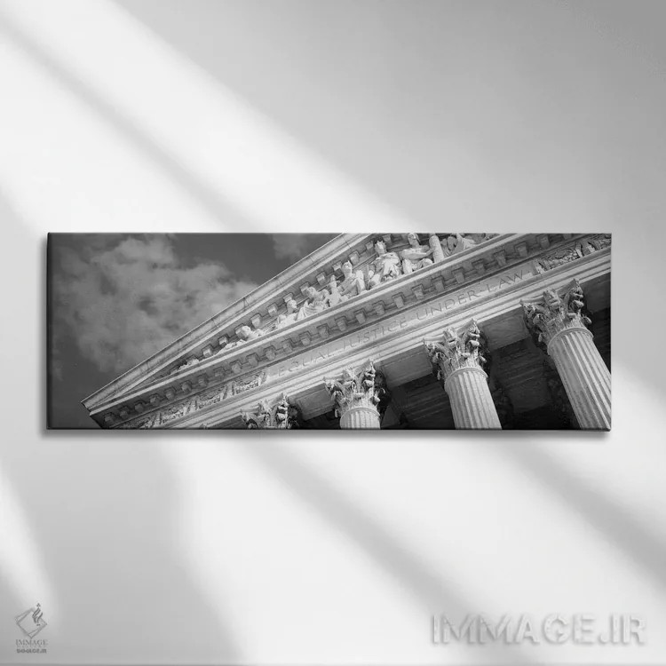 تابلو ساختمان با ستون (سیاه و سفید) اثر هنرمند ناشناس - نمای روبهرو روی دیوار