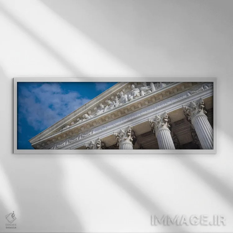 تابلو ساختمان با ستون اثر هنرمند ناشناس - نمای قابدار سفید