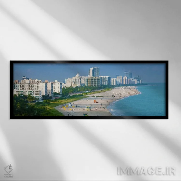 تابلو نمای پانورامای آسماننمای میامی اثر هنرمند ناشناس - نمای قابدار مشکی