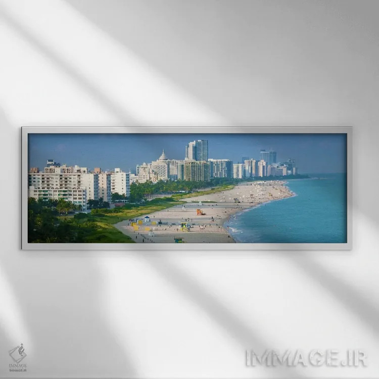 تابلو نمای پانورامای آسماننمای میامی اثر هنرمند ناشناس - نمای قابدار سفید