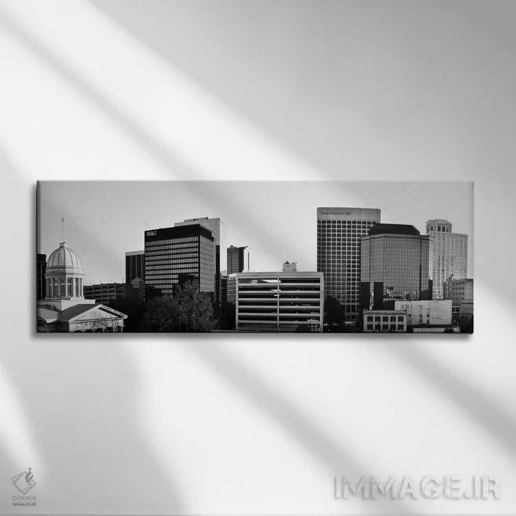 تابلو نمای پانورامای آسماننمای نورفک (سیاه و سفید) اثر هنرمند ناشناس - نمای روبهرو روی دیوار