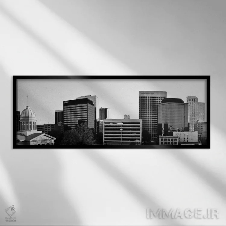 تابلو نمای پانورامای آسماننمای نورفک (سیاه و سفید) اثر هنرمند ناشناس - نمای قابدار مشکی