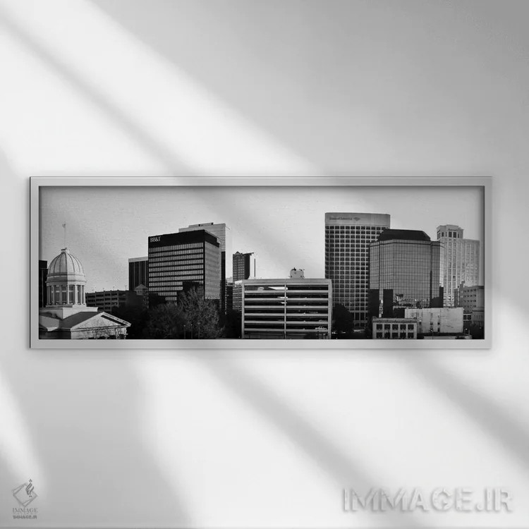 تابلو نمای پانورامای آسماننمای نورفک (سیاه و سفید) اثر هنرمند ناشناس - نمای قابدار سفید