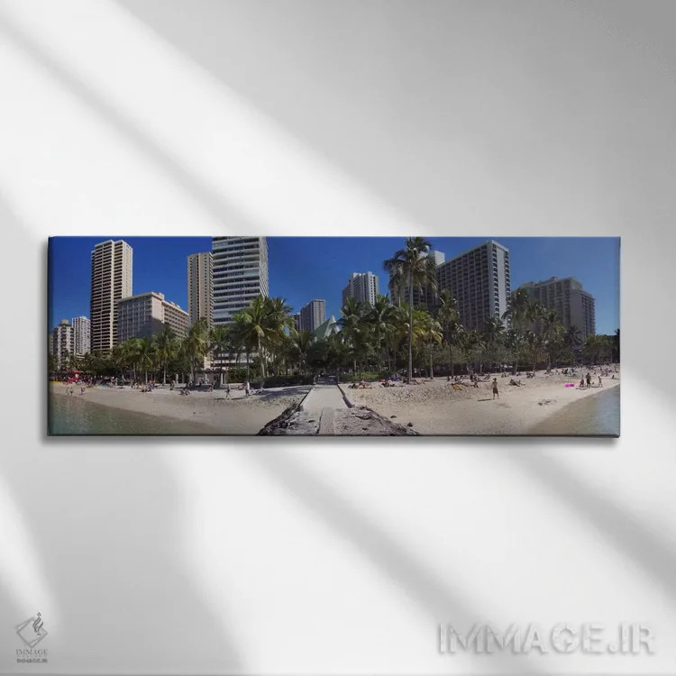 تابلو نمای پانورامای آسماننمای هونولولو (ساحل) اثر هنرمند ناشناس - نمای روبهرو روی دیوار