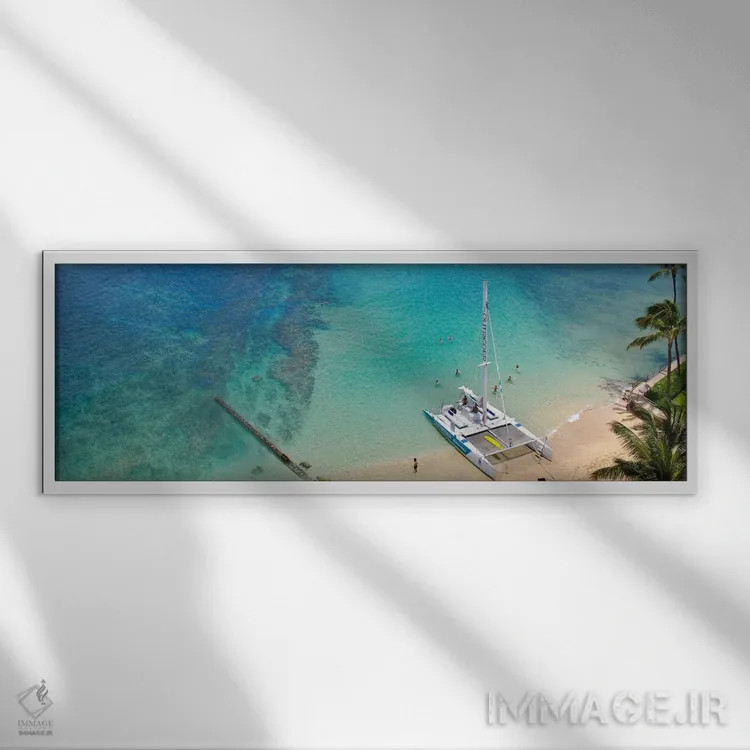 تابلو نمای پانورامای آسماننمای هونولولو (اقیانوس) اثر هنرمند ناشناس - نمای قابدار سفید
