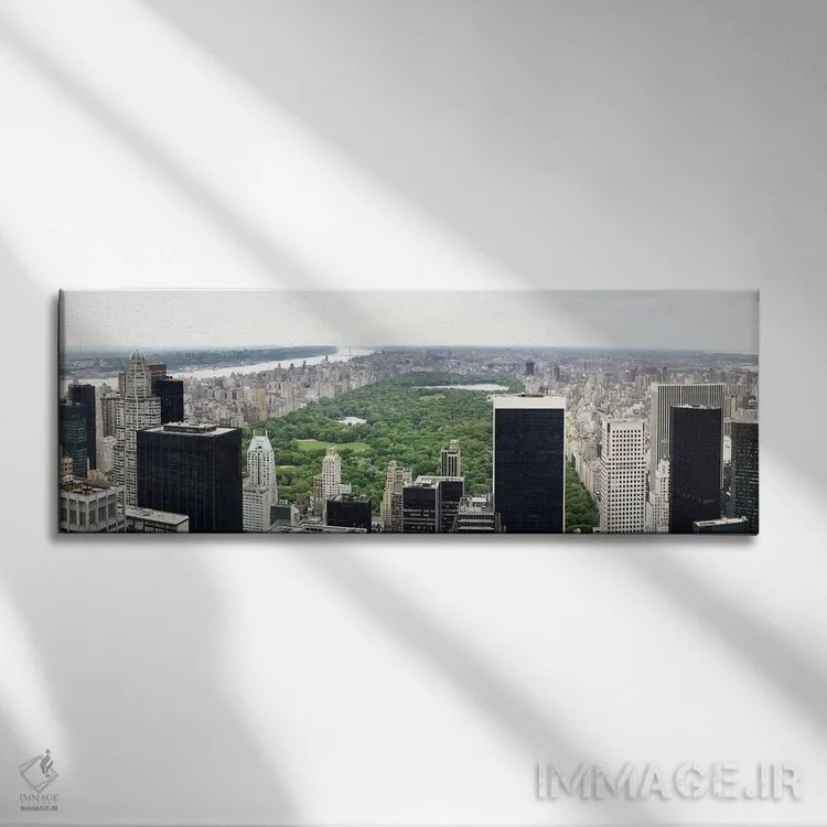 تابلو نمای پانورامای آسماننمای نیویورک (منهتن) اثر هنرمند ناشناس - نمای روبهرو روی دیوار
