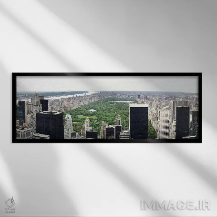تابلو نمای پانورامای آسماننمای نیویورک (منهتن) اثر هنرمند ناشناس - نمای قابدار مشکی